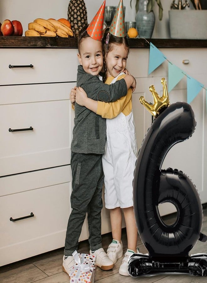 Eoopoon 42 Inch Crown Black Number Balloon 0-9, Number 3 Balloon with Base for Boys Girls 3rd Birthday Party Decoration, Anniversary Decor Theme Party Supplies (Black 3) - Image 4