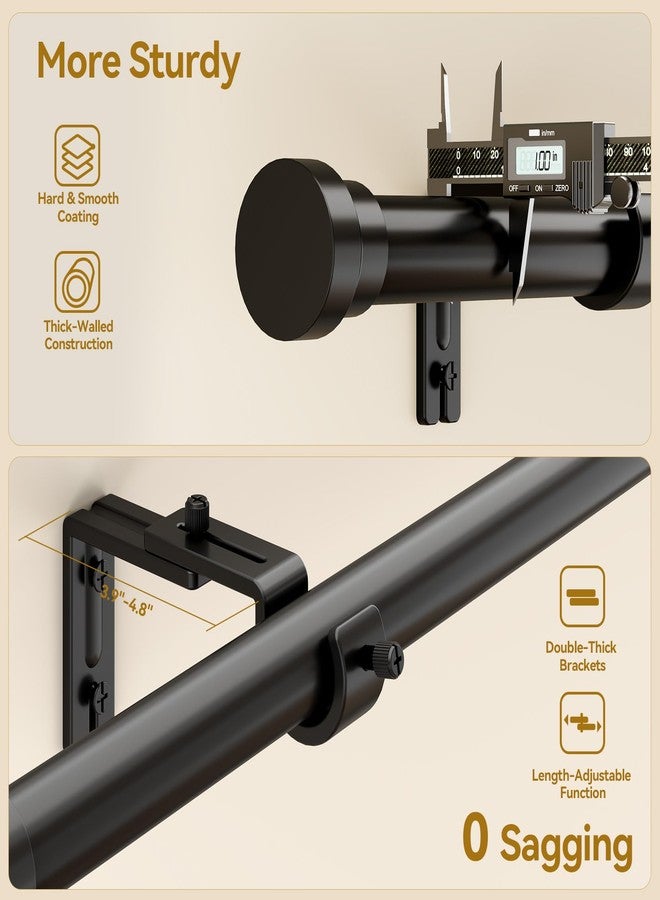 Yafex Curtain Rod 32-144 Inch, Heavy Duty 1 Inch Adjustable Curtain Rods for Windows, Black Extra Long Window Treatment Rods, Modern Design, Easy Installation - Image 4