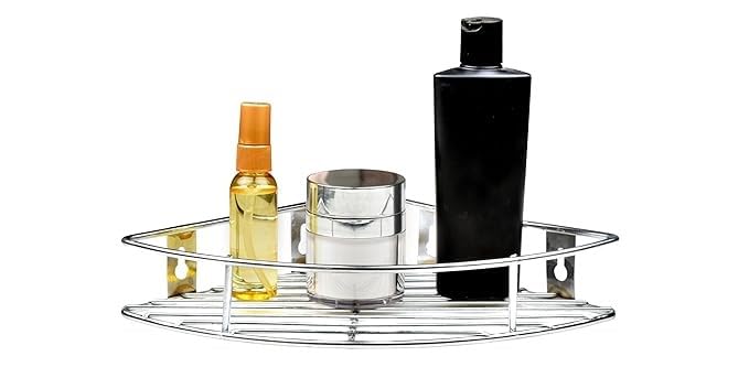 Corner Shelf, Stainless Steel Storage Shelf, Bathroom Organiser for Toiletries, Multi-Purpose Wall Mount Rack for Perfumes, Mobile Charging, Makeup Accessories, Glass, Mugs, Spice Jars etc.  - Image 1