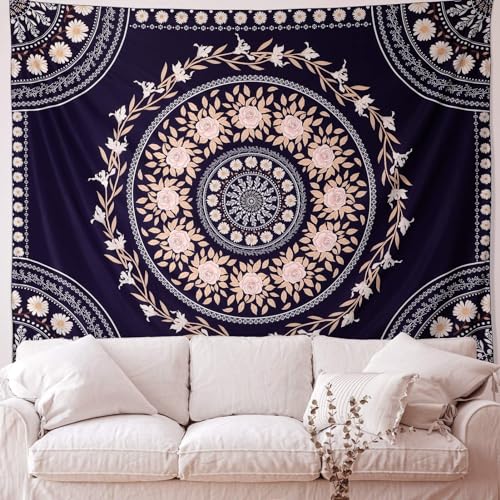 FLY SPRAY Mandala Tapestry Aesthetic,Boho Tapestries Wall Hanging,Dark Rose Floral Medallion Tapestrys,Bohemian Wall Art Hippie Decor for Bedroom Living Room Ceiling - Image 4
