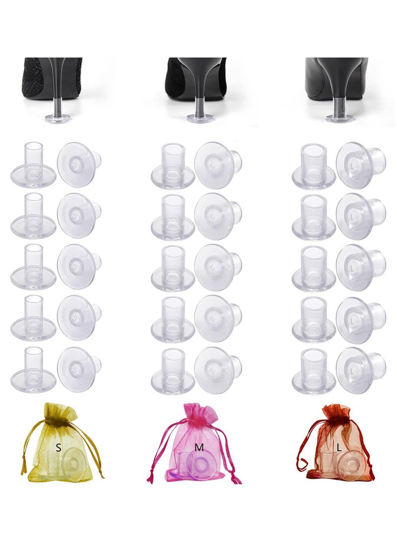 Sweet seven Heel Stoppers: 15 Pairs, 3 Sizes | Durable High Heel Protectors for Uneven Surfaces | Perfect for Walking on Grass and More | Heel Covers for High Heel Shoes (S/M/L) - Image 1