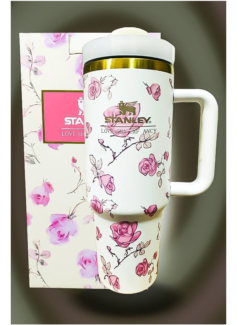 Stanley 40oz Tumbler Limited Edition Stainless Steel Travel Mug with Reusable Straw BPA Free and Eco Friendly Dishwasher Safe Design with Leakproof FlowState Lid Double Wall Insulation Keeps Beverages Hot for 16 Hours and Cold for 24 Hours Slim Base Fits Standard Car Cup Holders Ergonomic and Durable Handle for Easy Travel and Daily Use
