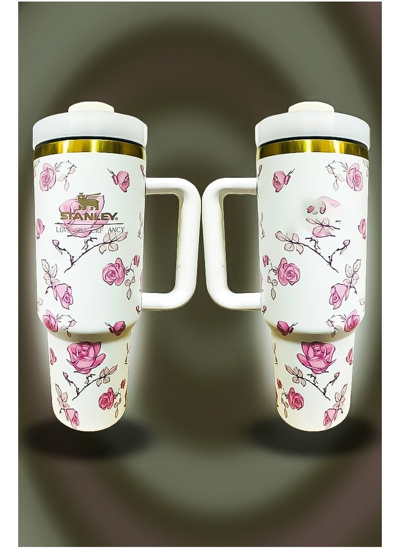 Stanley 40oz Tumbler Limited Edition Stainless Steel Travel Mug with Reusable Straw BPA Free and Eco Friendly Dishwasher Safe Design with Leakproof FlowState Lid Double Wall Insulation Keeps Beverages Hot for 16 Hours and Cold for 24 Hours Slim Base Fits Standard Car Cup Holders Ergonomic and Durable Handle for Easy Travel and Daily Use