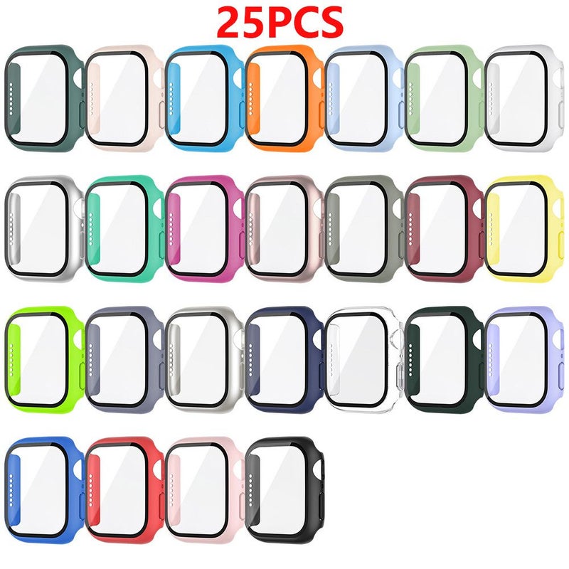 25 Pieces Hard PC Cover And Tempered Glass Screen Protector For Apple Watch 46mm Series 10 11 45mm 44mm 42mm 41mm 40mm Se - Image 1