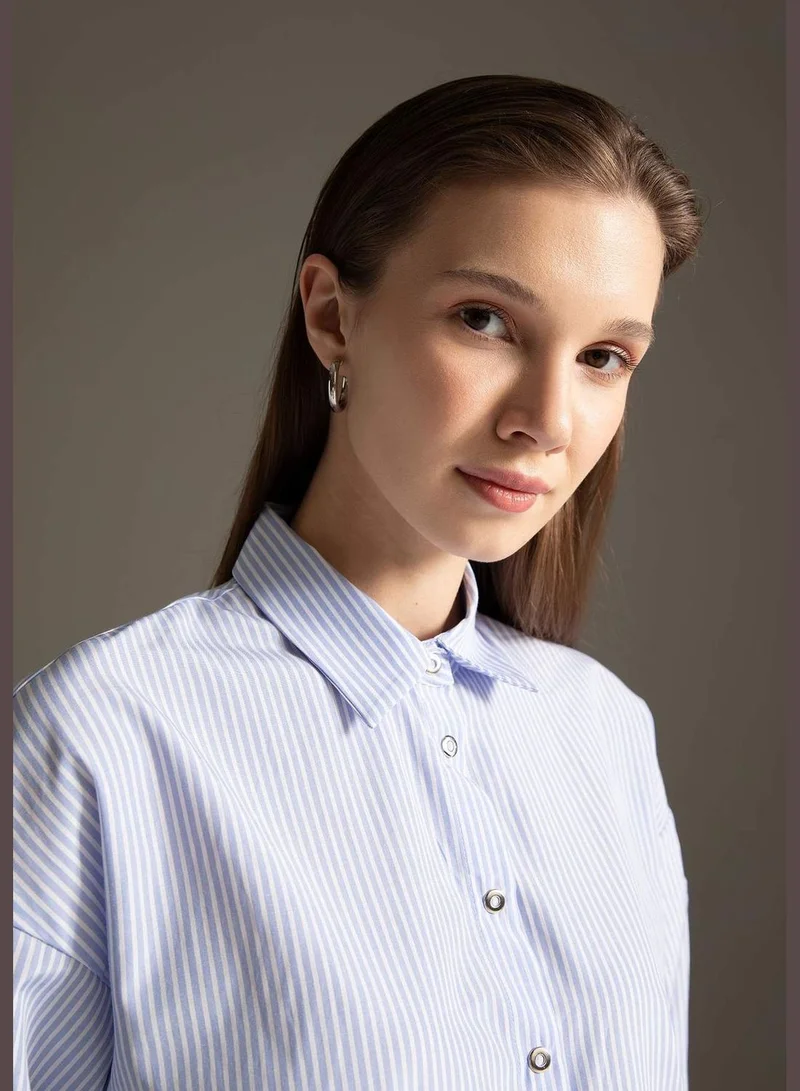 DeFacto Relax Fit Long Sleeve Poplin Tunic Shirt