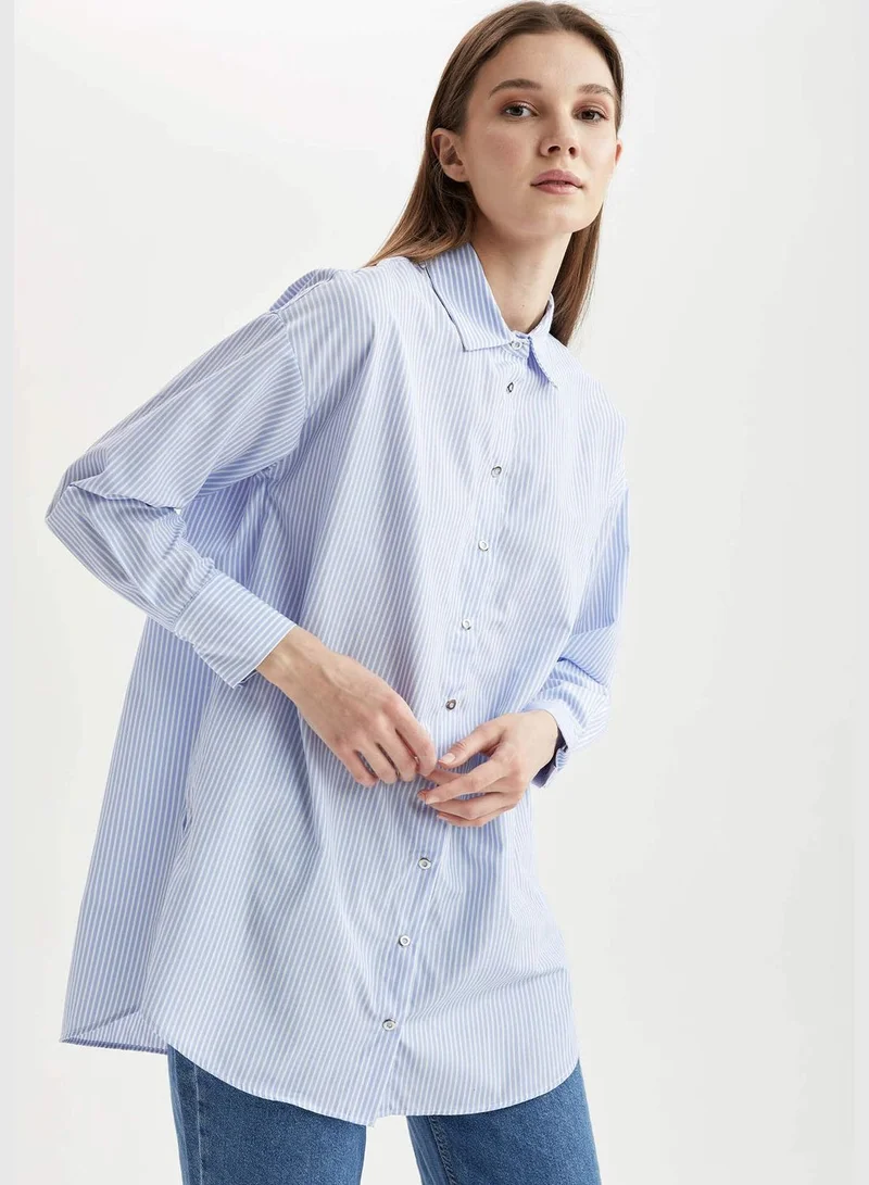 DeFacto Relax Fit Long Sleeve Poplin Tunic Shirt