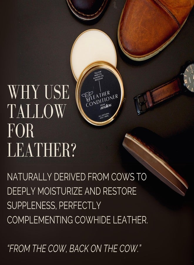 Amallow All Natural Leather Conditioner Balm - Made with Mink Oil, Tallow, & Beeswax, Protects, Softens Restores and Waterproofs Leather Shoes, Boots, Bags, Furniture (4 Oz) - Image 4