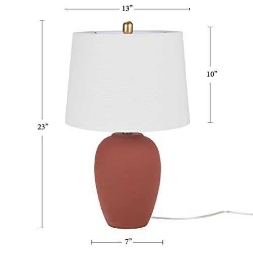 Nourison Home 23" Rust Orange Ceramic Pot Table Lamp for Bedroom, Living Room, Dining Office, with White Tapered Drum Shade - Image 4