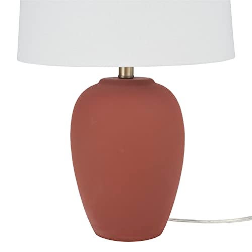 Nourison Home 23" Rust Orange Ceramic Pot Table Lamp for Bedroom, Living Room, Dining Office, with White Tapered Drum Shade - Image 5