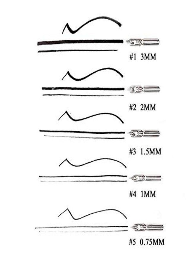 Chrome Manga Calligraphy Dip Pen Set with Universal Nib Holder and 5 Nibs - Image 4