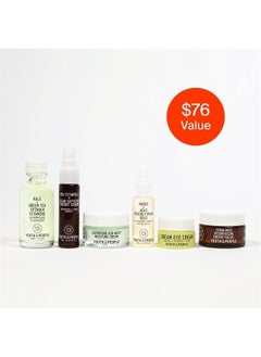 The Youth System - 6 Piece Set with Superfood Cleanser, Face Oil, Moisturizer, Vitamin C Serum, Eye Cream, Energy Facial - Vegan, Clean Skincare Kit