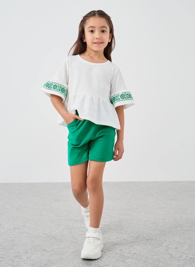 Styli Styli Printed Ruffled Hem Top and Shorts Set  - Image 1