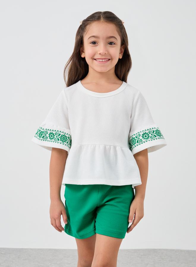 Styli Styli Printed Ruffled Hem Top and Shorts Set  - Image 2
