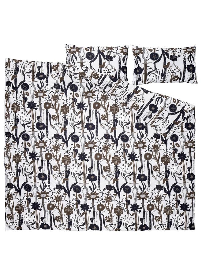 erorex Duvet Cover And 2 Pillowcases, White/Black/Brown, 240X220/50X80 Cm - Image 5