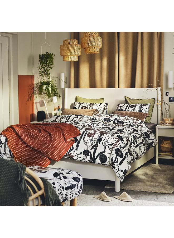 erorex Duvet Cover And 2 Pillowcases, White/Black/Brown, 240X220/50X80 Cm - Image 3