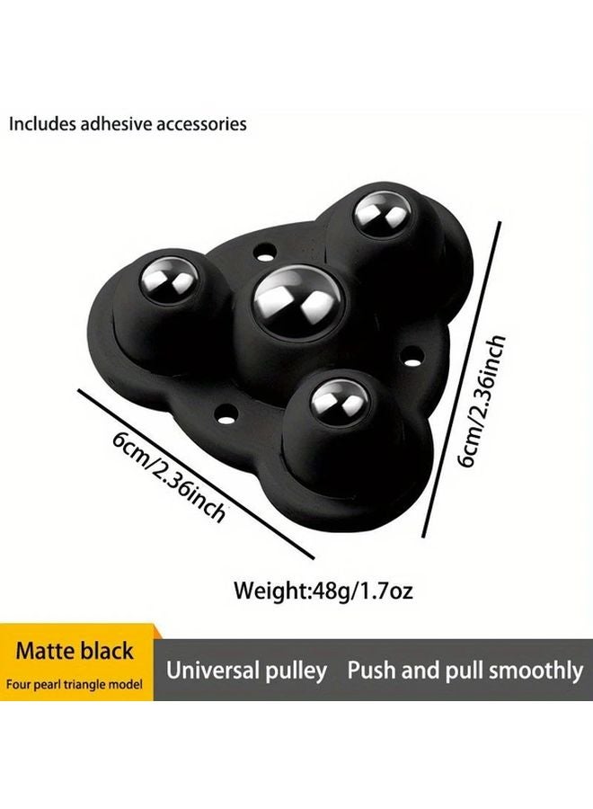 Triangular Black Self Adhesive Furniture Wheels Single Pack No Drill Sliding Feet - Image 1