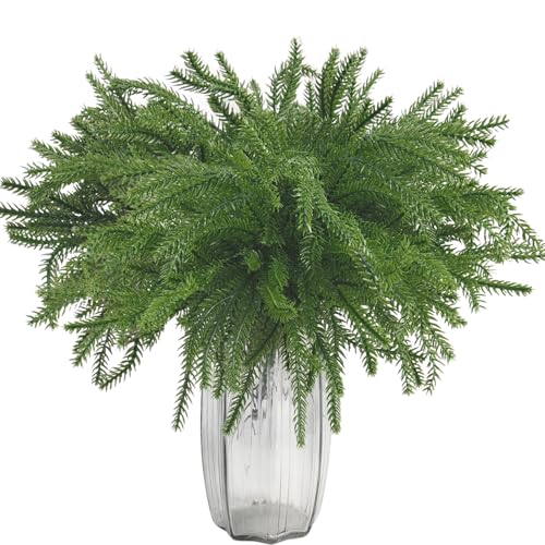 Tinsow 40 Pcs Full Bushy Faux Norfolk Pine Branches Bulk Artificial Christmas Picks for DIY Wreath Making Crafts Table Decor IndoorOutdoor Holiday Decorations - Image 1