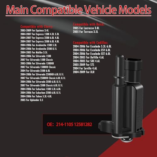 STZJAYE 2141105 12581282 Vapor Canister Purge Valve Solenoid Compatible with Cadillac STS XLR for Chevy for Avalanche for Express for Silverado 1500 2500 3500 for GMC for Sierra for Yukon - Image 3