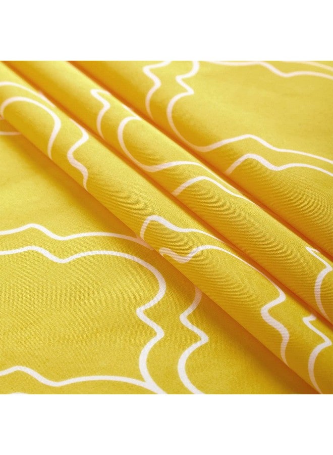 ستائر نافذة Encasa XO مقاس 5 أقدام، مجموعة من قطعتين، مطبوعة من البوليستر مع جيب قضيب، رباط خلفي، ستائر شبه شفافة/شفافة، مصفاة للضوء - مطبخ، غرفة نوم، غرفة معيشة (140 × 152 سم)، تعريشة صفراء - Image 1