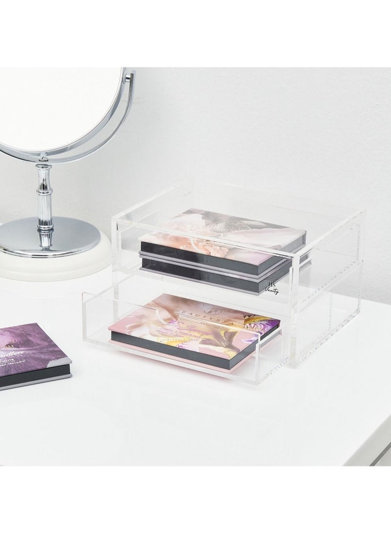 Homesmiths Vanity 2 Tiers Acrylic Glasses Display Drawers Clear - Image 1
