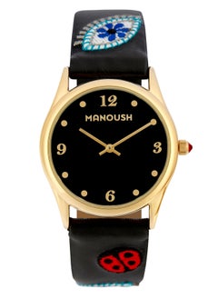 Manoush Manoush Patch Collection - Unisex Analogue Classic Quartz Black PU Leather Wrist Watch - MSHPA03  - Image 1