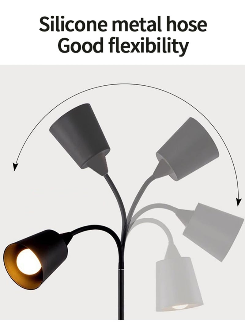 KADRAMA Floor Lamp for LED Stand, Modern Design Vintage Arc Pole Floor Lighting, Tall Standing Lamp with 2 Adjustable Heads, Suitable for Living Room/Bedroom/Study Room/Office (Black) - Image 4