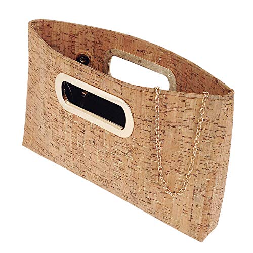 JNB Cork Top Handle Clutch, Gold - Image 4