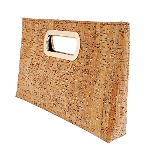 JNB Cork Top Handle Clutch, Gold - Image 2