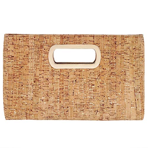 JNB Cork Top Handle Clutch, Gold - Image 1