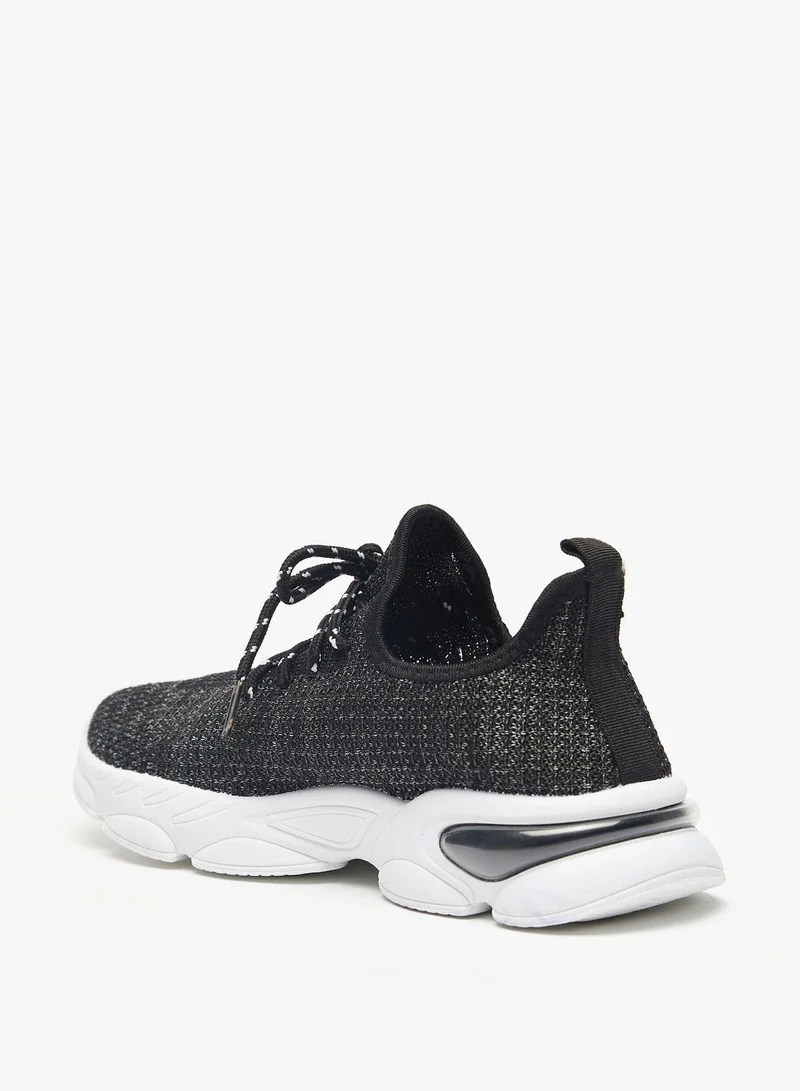shoexpress Textured Sports Shoes with Lace-Up Closure and Pull Tabs