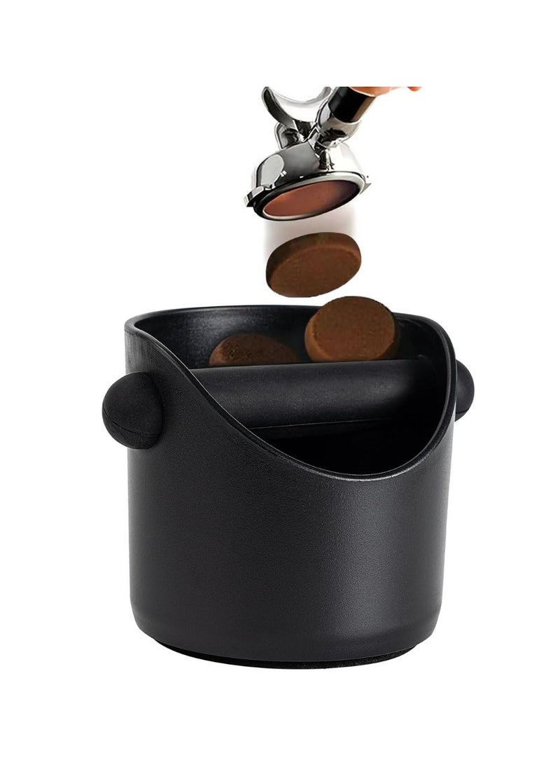 شابية صندوق قهوة الإسبريسو صندوق طحن القهوة صندوق نفايات مضاد للانزلاق مع قضيب طحن قهوة قابل للفصل للمنزل أو المقهى، أسود - Image 1