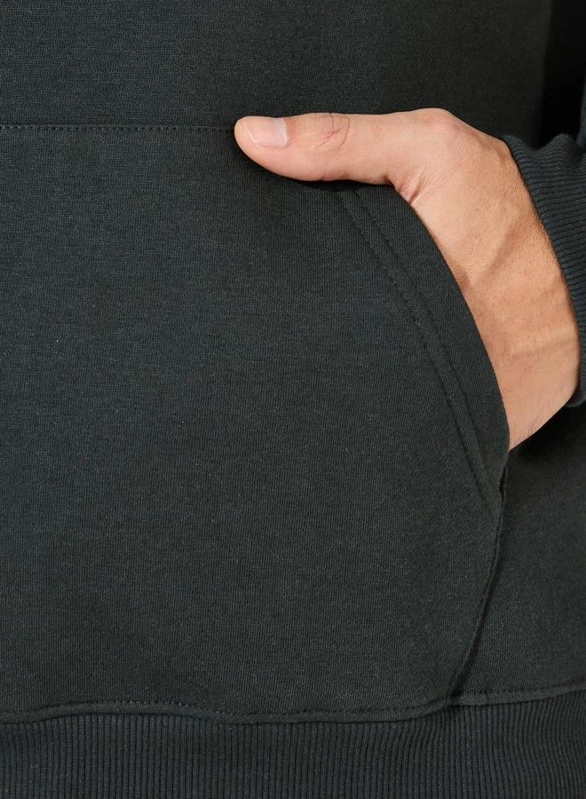 Styli Relaxed Fit Fleece Hoodie with Kangaroo Pocket