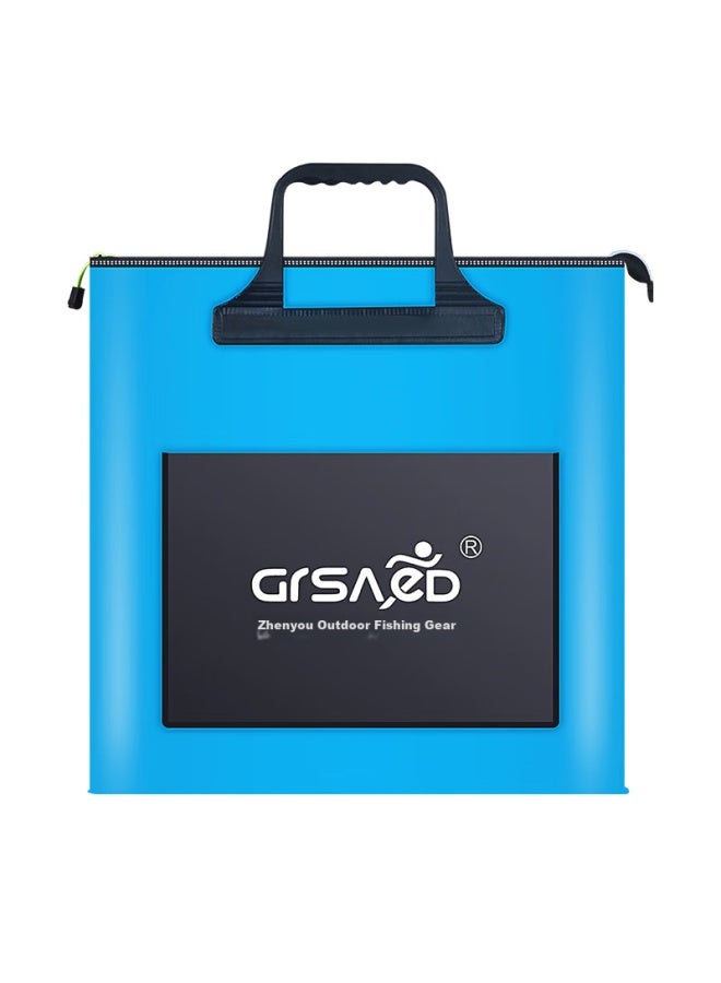 Grsaed Fishing Tackle Bag With Handle, 48cm Long, Multifunctional, Waterproof, Lightweight, Thickened, Durable, Fish Storage Bucket, Fishing Accessories With Side Pocket, Blue - Image 2