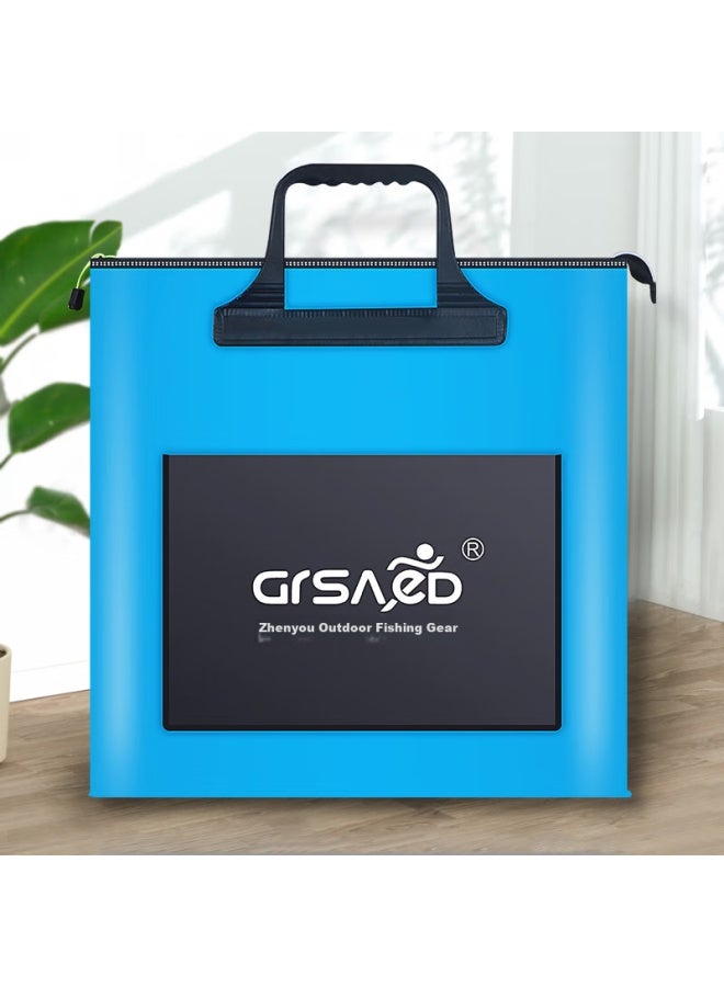 Grsaed Fishing Tackle Bag With Handle, 48cm Long, Multifunctional, Waterproof, Lightweight, Thickened, Durable, Fish Storage Bucket, Fishing Accessories With Side Pocket, Blue - Image 1