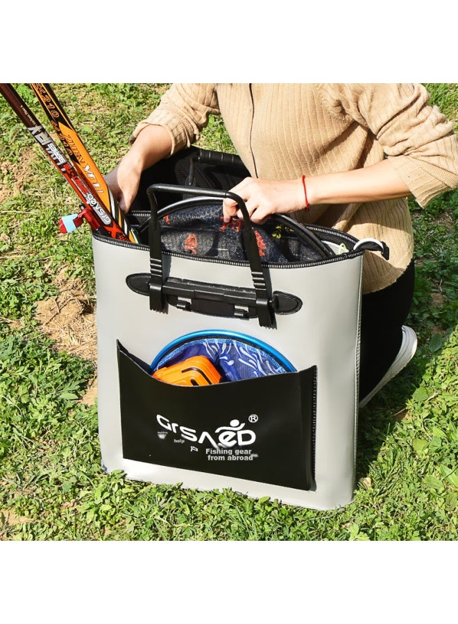 Grsaed Fishing Tackle Bag With Handle, 48cm Long, Multifunctional, Waterproof, Lightweight, Thickened, Durable, Fish Storage Bucket, Fishing Accessories With Side Pocket, Blue - Image 3