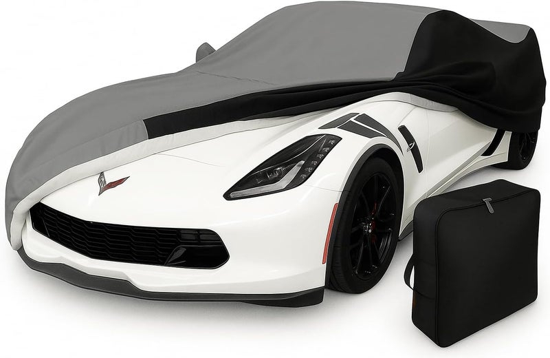 SR1 Performance C7 Corvette Indoor/Outdoor Car Cover - Ultraguard Plus 300 Denier for 2014-2019 Stingray, Z51, Z06, Grand Sport (Gray/Black) - Image 1