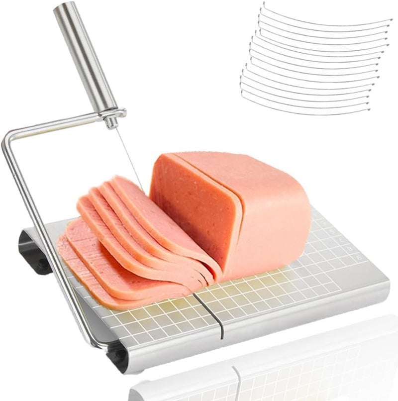 JILFR Cheese Slicer with 16 Replacement Wires, Cheese Cutter Board with Precision Scale, Cheese Cutter Slicer for Cutting Cheese Butter Ham Beet Boiled Eggs - Image 1