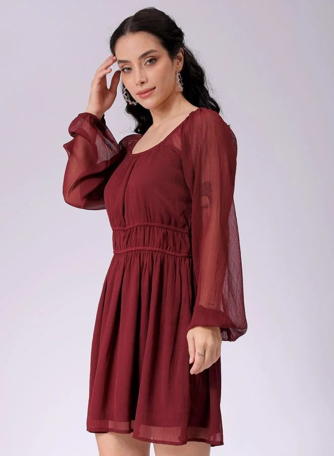 Freehand Women Fit and Flared Casual Solid Mini Dress