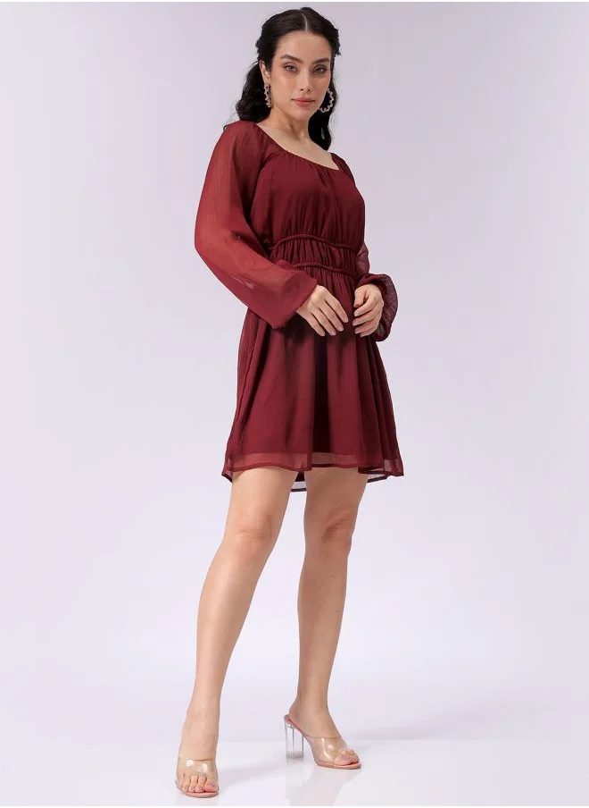 Freehand Women Fit and Flared Casual Solid Mini Dress