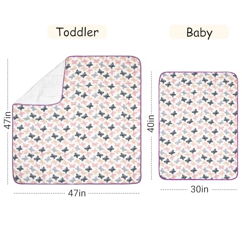 ZPECC Muslin Toddler Blanket Thicker, 47x47 Organic Cotton Kids Quilt Hypoallergenic for Baby Essentials Crib Stroller Daycare Cot, Butterfly - Image 2