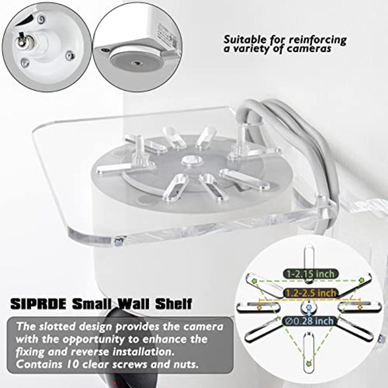 Pack of 3 Small Acrylic Wall Shelves for Security Cameras Speakers Baby Monitors and More Universal 10.2 cm Adhesive Shelf Easy to Install No - Image 5