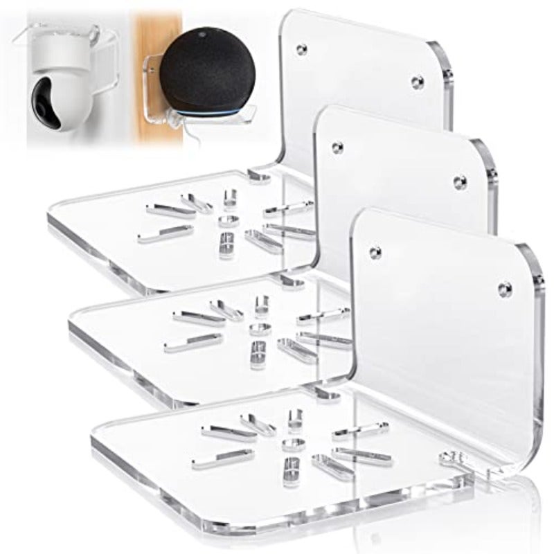 Pack of 3 Small Acrylic Wall Shelves for Security Cameras Speakers Baby Monitors and More Universal 10.2 cm Adhesive Shelf Easy to Install No - Image 1