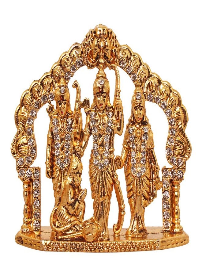 GCT Ram Darbar Idol Lord Rama Laxman Hanuman Sita Family Murti (B-145) Gold Metal Statue for Home Décor Car Dashboard Mandir Pooja Murti Temple Puja Office Table Showpiece - Image 1