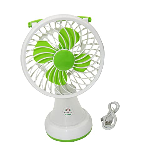 RENMAX Rechargeable Mini Table Fan for Kitchen, Small Personal USB Powered Fan Portable high speed Multicolor Plastic - 1Pc (8405 with LED) - Image 1