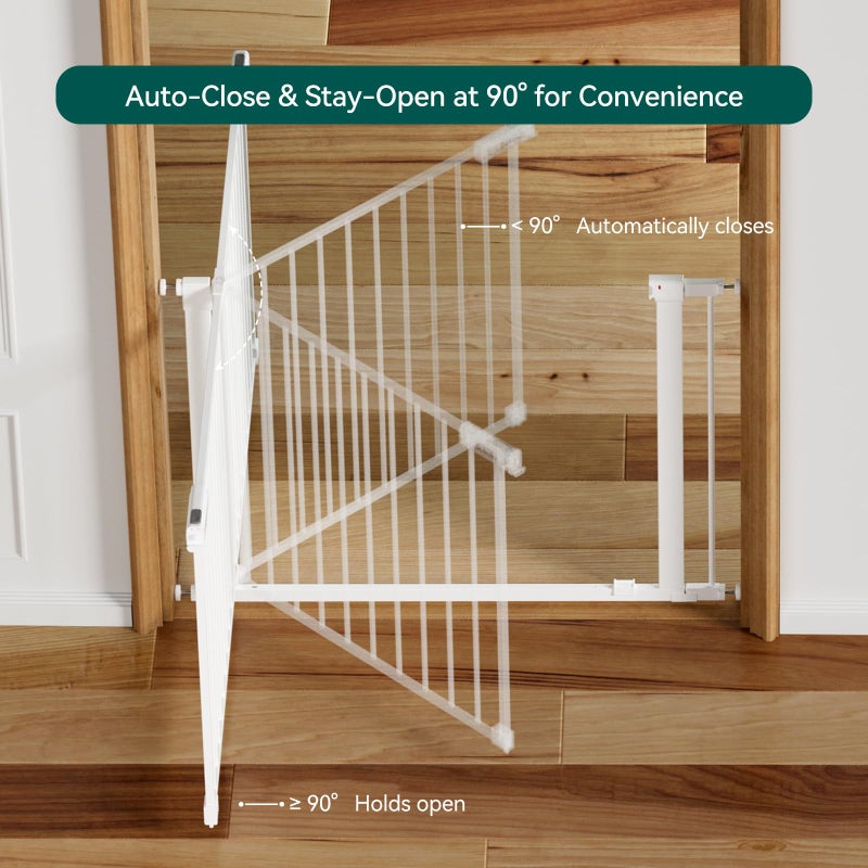 Babelio Baby Gate for Doorways and Stairs, 31-36" Pet Gate with Wide Walk Thru Door and Lock Indicator, No Drill Pressure Mounted Safety Gate with Double Lock and Self-Closing, White - Image 5