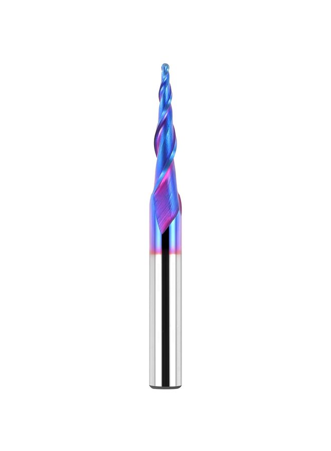 Tapered Ball Nose End Mills 1/4" Shank, 1/16" Tip Diameter 1/32" Radius, 5.4 Degree, Solid Carbide CNC Router Bits for 2D/3D Milling Engraving Carving - Image 1