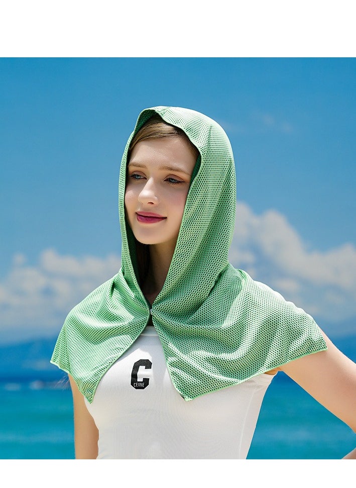 spa luxetique 2-Pack Cooling Sun Protection Shawl (Green) - UV Blocking & Breathable Outdoor Scarf with Ice Silk Technology | Windproof, Dustproof & Stretchy 