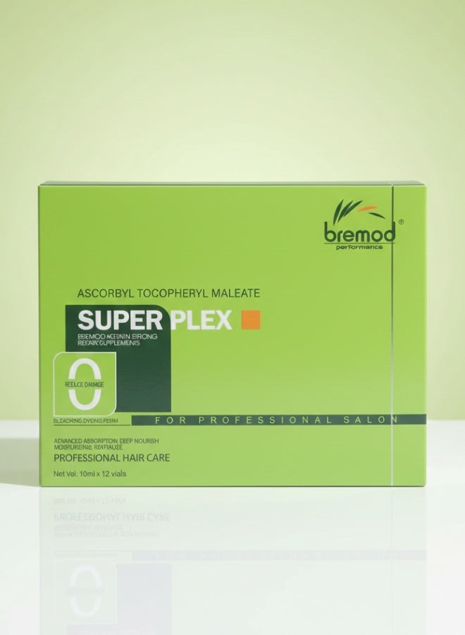 BREMOD Super Plex Keratin Strong Repair Supplements 10 ml x12 vials Hair Treatment Hydration Damage Repair Smooth Shine - Image 1