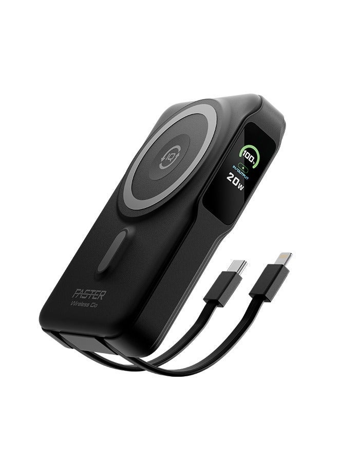 OALE iPower iMagsafe1 Power Bank 10000mAh, 22.5W Wireless Charging, Built-in Type-C & Lightning Cable, USB-A/Type-C, Super Slim & Portable - Image 2