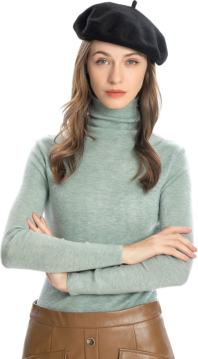 ZLYC Wool French Beret Hat Solid Color Beret Cap for Women Girls - Image 2